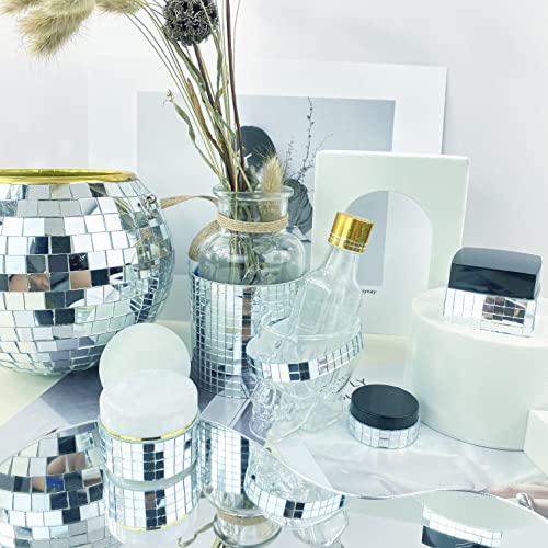 Real Glass Silver Mirrors Mosaic Tiles Sticker for Craft Square Glass Tiles Self Adhesive (7150 Count)