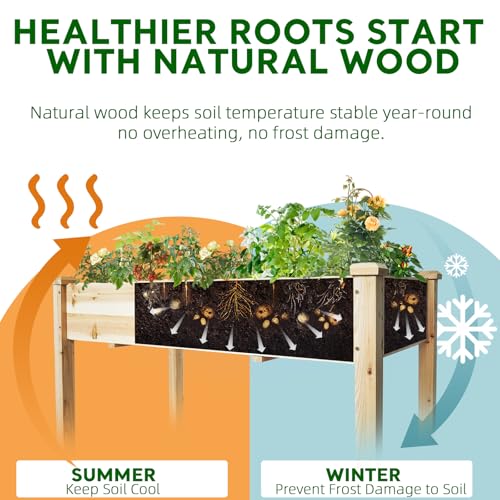 BSP Raised Garden Bed with Legs Outdoor Elevated Planter Box Flower Bed Wood Planter for Vegetable Herb Upgraded Solid Structure Growing Box Suitable for Backyard Patio and Balcony
