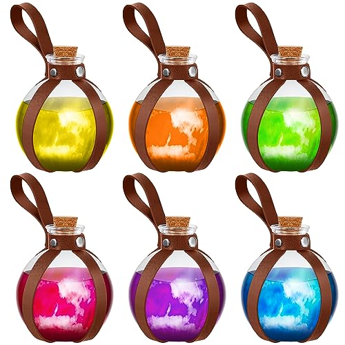 6 Pcs Halloween Glass Potion Bottles with Cork Belt (6 Count)