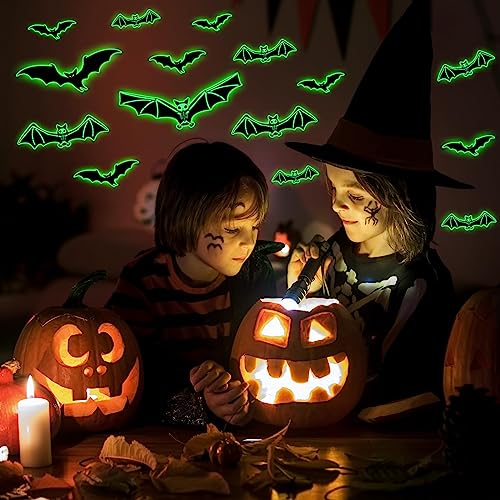3 Sheets Glow in The Dark Skeleton Bat Decals