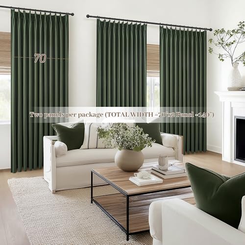 Curtains 70 Inch Length Extra Wide Pinch Pleated Black Out 84 Inch Long for Living Room (2 Count)