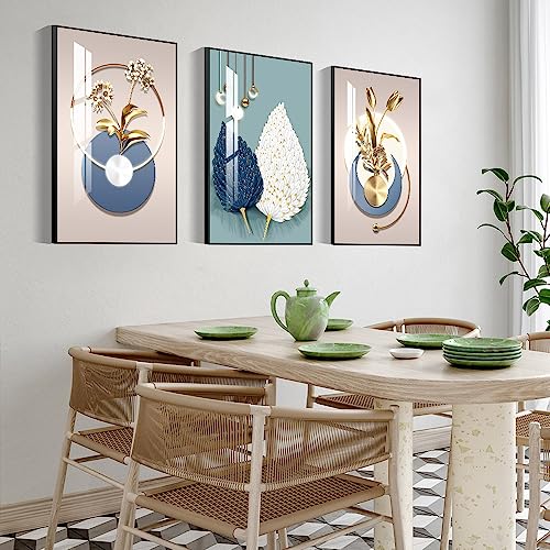 Abstract Modern Minimalist Natural Framed Decorative Painting (3 Count)