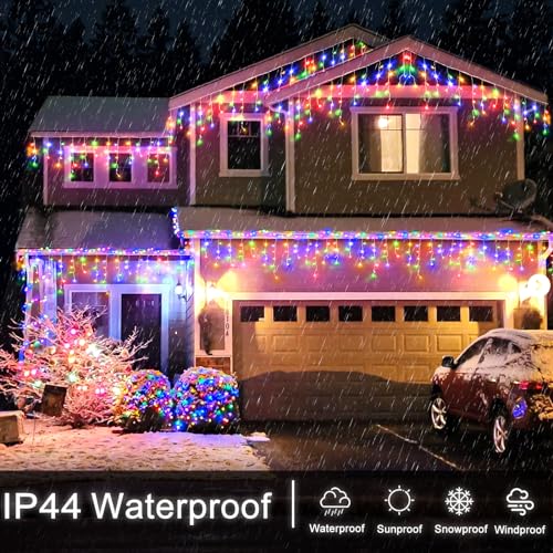 33FT Icicle Lights for Outside 400 LED Multicolor Christmas Lights