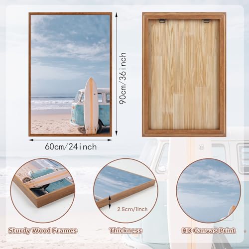 KAlRNE Framed Coastal Wall Decor Seaside Beach Wall Art Set (3 Count)