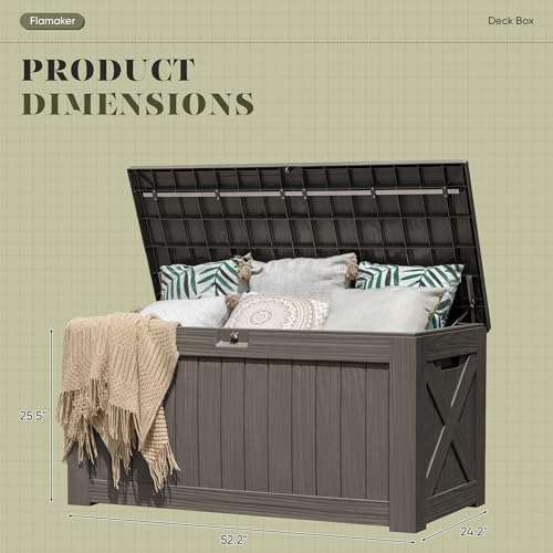 Resin Deck Box 120 Gallon Waterproof Large Outdoor Storage Box