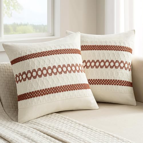 Set of 2 Fall Rust Decorative Pillow Covers 20x20 (2 Count)