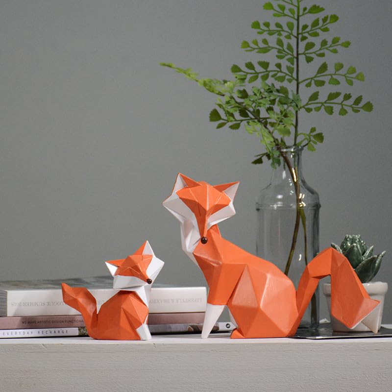 Fox Statue Figurine Animal Sculpture Modern Home Decor 4.0 Inch