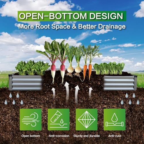 GARDMAX 8x4x1FT Galvanized Raised Garden Bed Kit