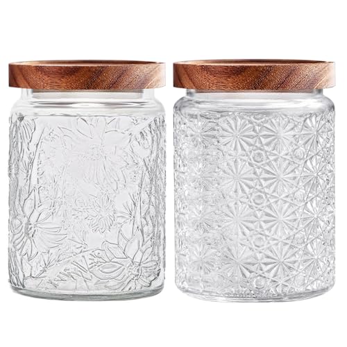 Vintage Glass Jars with Wooden Lids