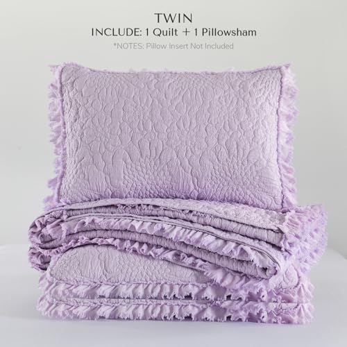 Lavender Ruffled Quilt Twin Size