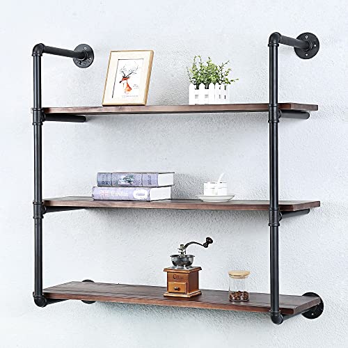 Industrial Pipe Shelves With Wood Planks