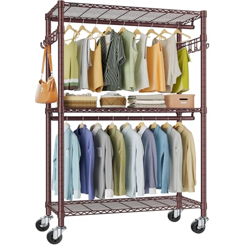 R2 Plus Heavy Duty Clothing Rack Rolling Closet for Hanging Clothes