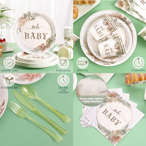 168 Pcs Boho Its A Girl Baby Shower Decorations (168 Count)