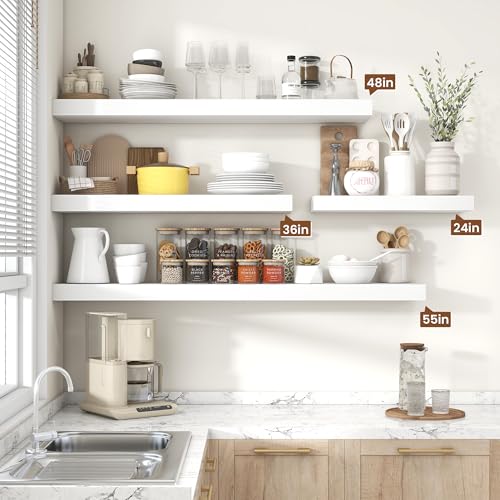 Floating Shelves 39.4" W x 10.3" D White Set of 2 (2 Count)