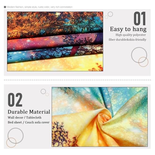 Colorful Forest Tapestry Nature Landscape Tapestry Mysterious Sky Tapestries Psychedelic Aesthetic Starry Night Tapestries Trippy Galaxy Space Wall Hanging Decor for Home