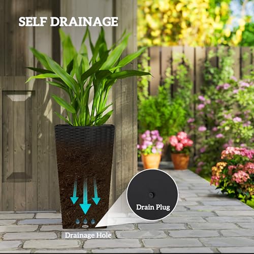 24 in Taper Tall Planters for Outdoor Plants Set of 3 (3 Count)