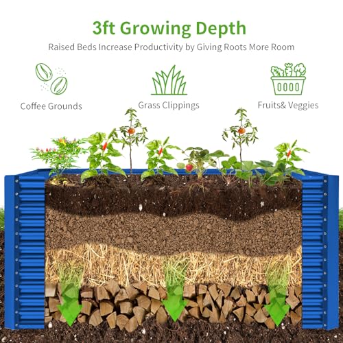 8x4x3ft Rectangular Galvanized Raised Garden Beds