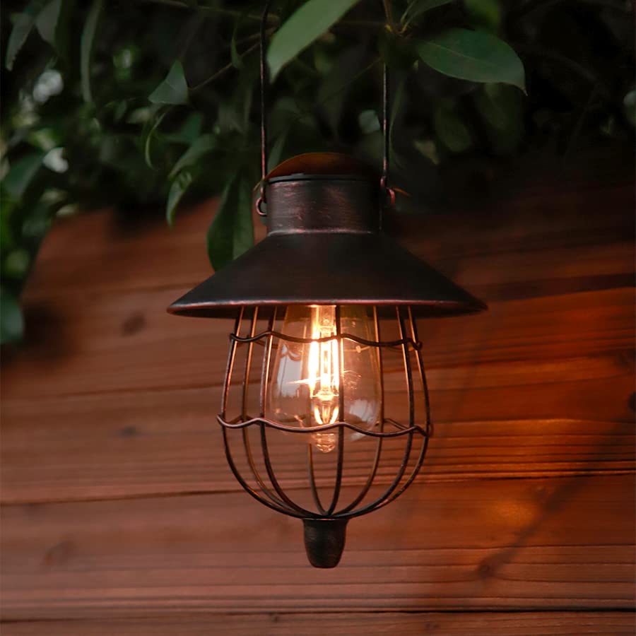 6 Pack Solar Lantern Hanging Waterproof Outdoor Metal Solar Lamp with Warm White Light Decorate for Yard Garden Pathway Patio Porch (6 Count)