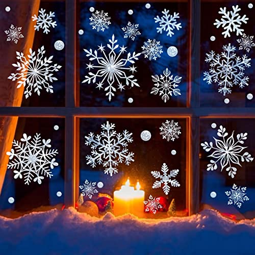 318 Pcs Christmas Snowflakes Clings Decoration Set (12 Count)