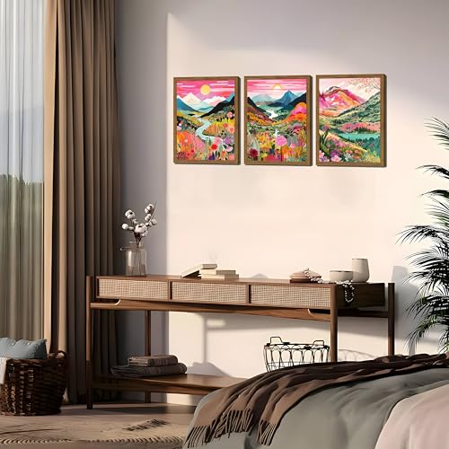 Boho Colorful Mountain Wall Art Set of 3 (3 Count)