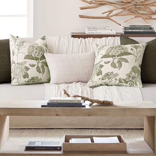 Set of 2 Linen Floral Throw Pillow Covers Vintage Accent Print Decorative Cushion Covers Farmhouse Boho Home Decor for Sofa Chair Couch Bedroom Living Room (2 Count)