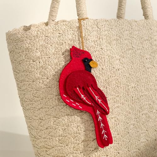 Cheerful Cardinal Felt Bird Keepsake Birthday & Everyday Card