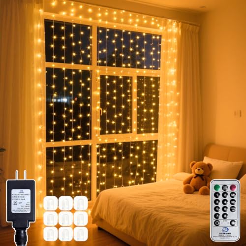 200 LED Warm White Curtain String Lights 9.8x6.6FT