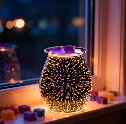 Electric Wax Melt Warmer with 3D Firework Glass Design