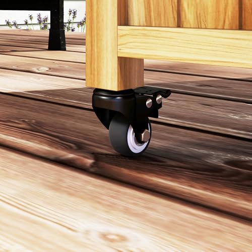 Outdoor Grill Cart with Wheels and Storage Natural Wood