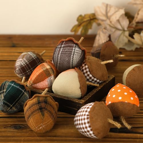 12 Pcs Fall Felt Acorn Ornaments Thanksgiving Hanging Decor (12 Count)