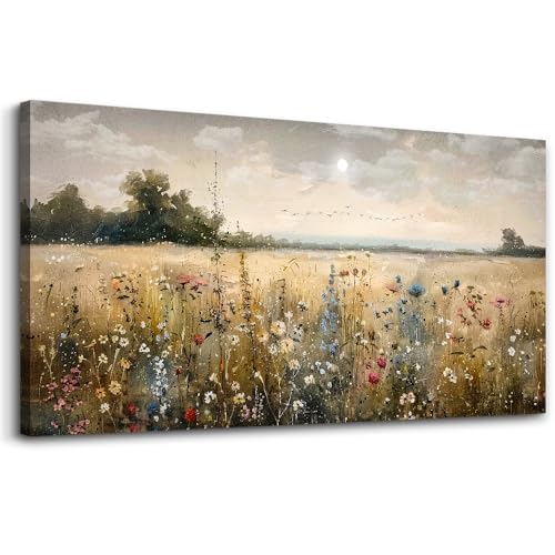 Framed Wall Decor For Living Room Canvas Prints Wall Art Bedroom Office Decoration Vintage Abstract Painting Rural Natural Landscape Artworks Pictures Ready To Hang Farmhouse Home Decor