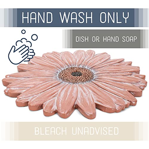 NAT & Jules Gerbera Daisy Flower Shaped Dimensional Indoor Outdoor 12 inch Cast Resin Decorative Garden Stepping Stone