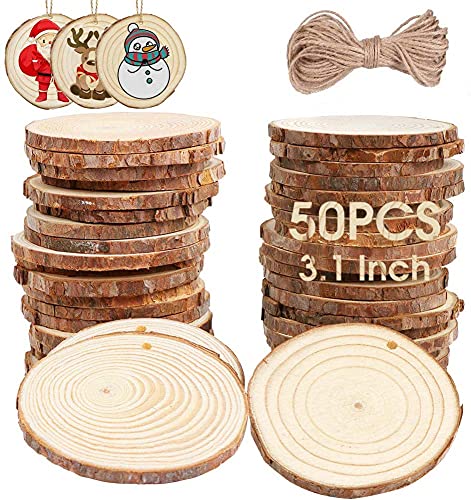 Natural Wood Slices Christmas Ornaments (50 Count)
