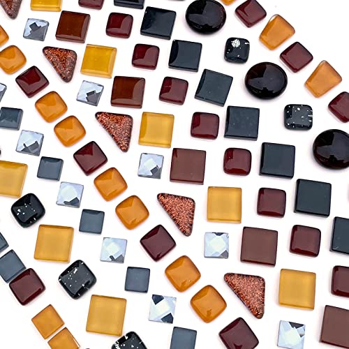 1.1LB Coffee Blend Irregular Crystal Glass Mosaic Tiles for Crafts (17.6 Ounce)