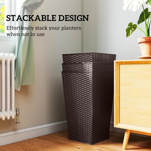 24 in Taper Tall Planters for Outdoor Plants Set of 3 (3 Count)