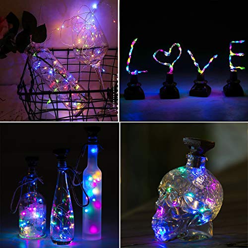 Upgraded 8 Pack Solar Powered Wine Bottle Lights 20 LED Colored Starry Cork Light Fairy Cork String Craft Lights for Wedding Christmas Outdoor Holiday Garden Decor (8 Count)