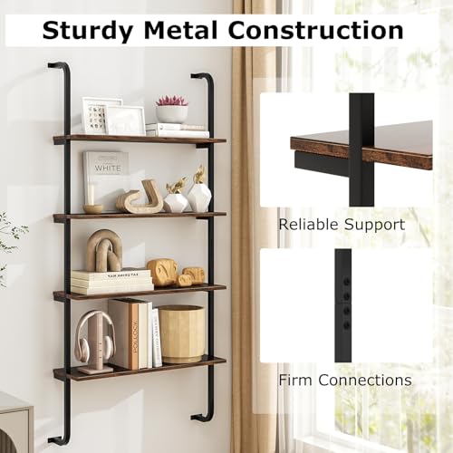 4 Tier Industrial Bookshelf Set of 2 (2 Count)