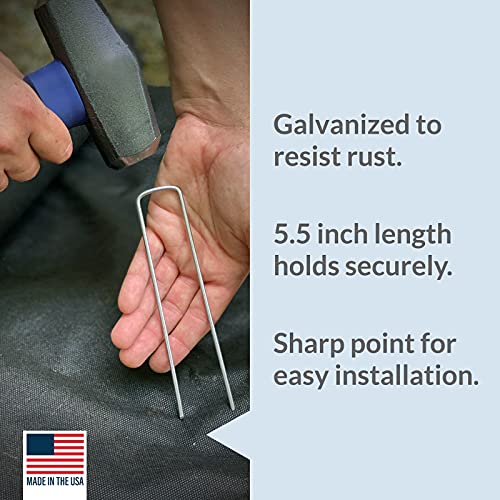 Garden Stakes 6 Inch 11 Gauge Galvanized Steel Landscape Staples (200 Count)