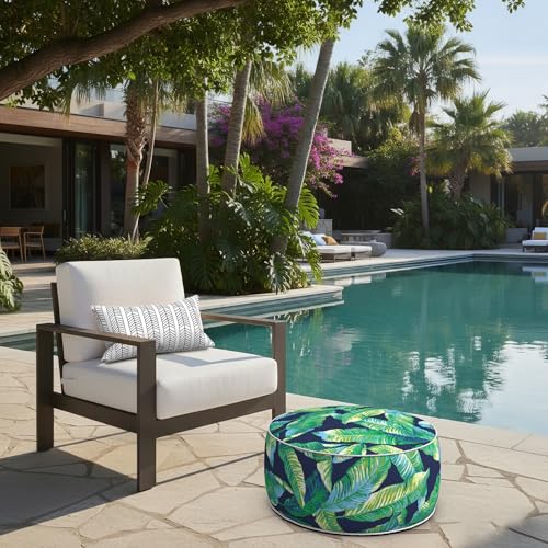Indoor Outdoor Inflatable Ottoman with Handle D21 x H9 Inch