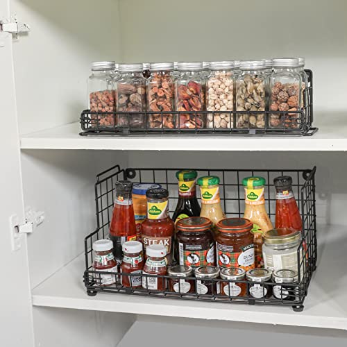 Stackable Wire Basket 3 Tier Countertop& Wall Mounted Metal Storage Basket for Kitchen Pantry Cabinet