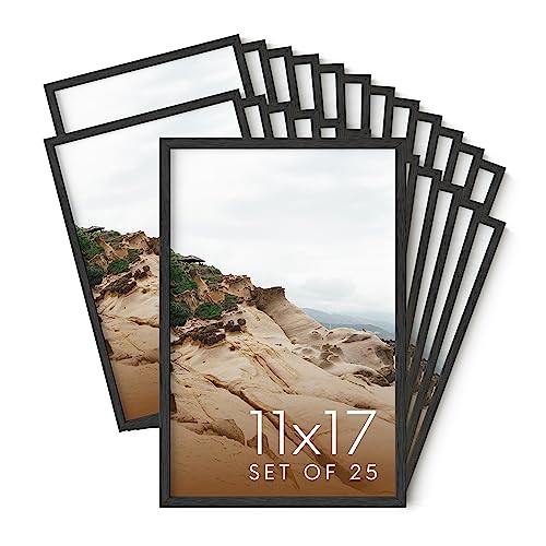 11x17 Black Oak Wood Picture Frames Set of 25
