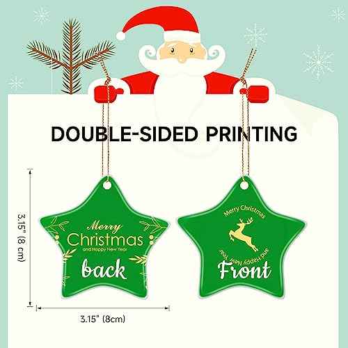 Personalized Christmas Ornaments 2025 Ceramic Custom Picture Text Hanging Ornament Customized Christmas Tree Decorations Keepsake Gift for Family Couples Xmas Tree Home Decor