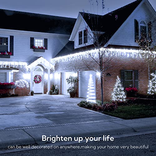 33FT 360 LED White Christmas Icicle Lights