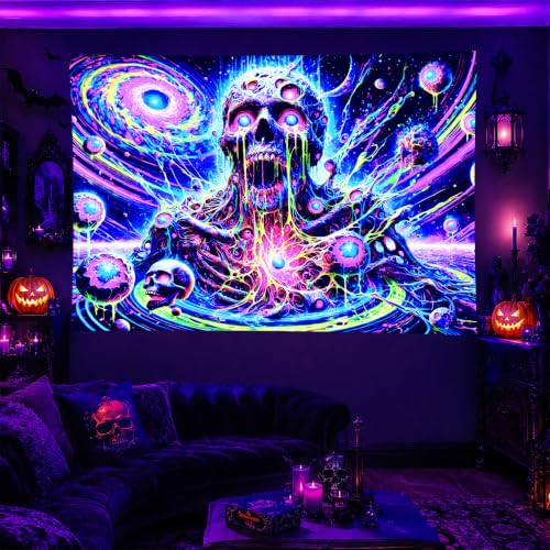 Blacklight Tapestry Galaxy Planet Room Wall Art 78 x 59 Inch