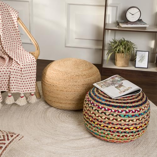 Braided Jute Cotton Pouf