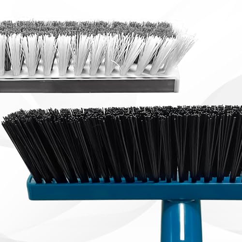 Stiff Bristle Deck Brushes for Scrubbing Heavy Duty with Rubber Scrape Squeegee