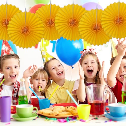 Morange Party Decorations 16in Morange Hanging Paper Fans Set 6pcs (30 Count)