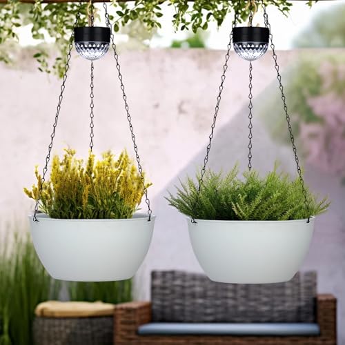 2 Pack Solar Hanging Planters for Plants Outdoor (2 Count)