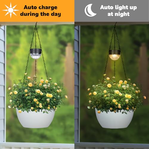 2 Pack Solar Hanging Planters for Plants Outdoor (2 Count)