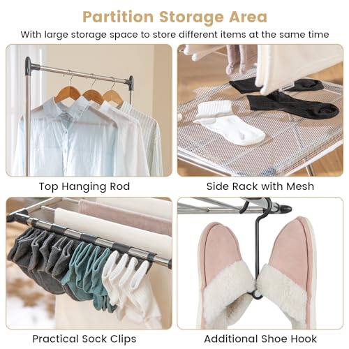 Foldable Clothes Drying Rack with 6